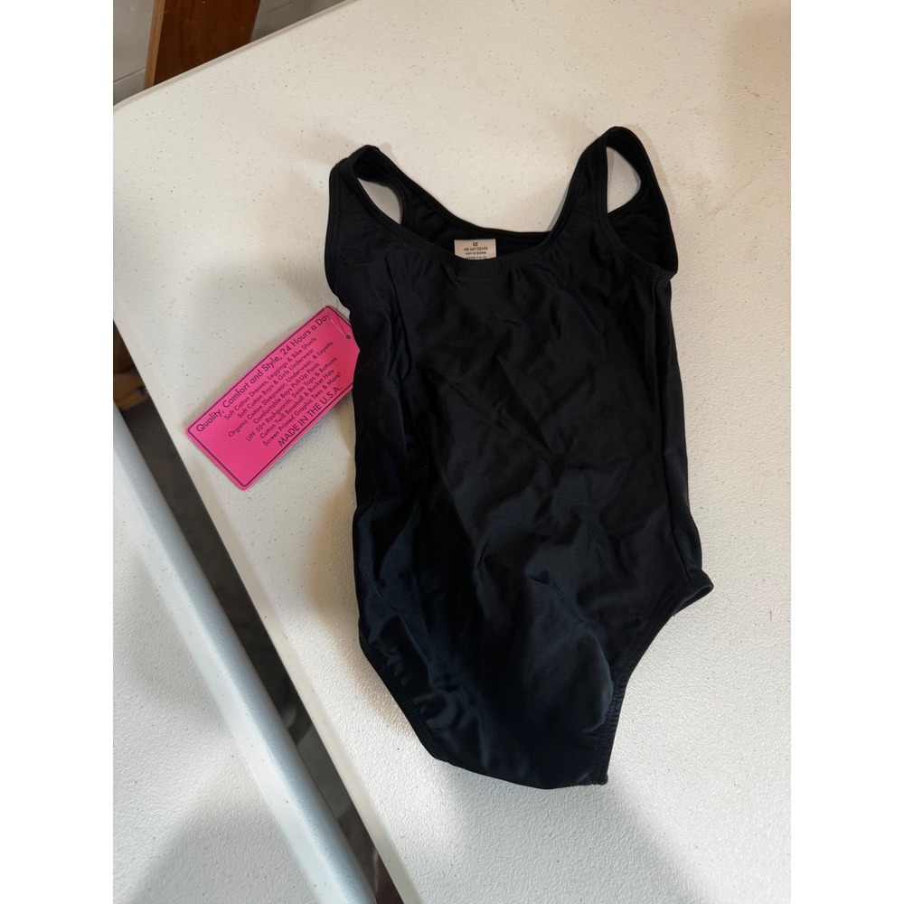 City Threads Girls Black Tank Leotard Gymnastics Dance Bodysuit UPF 50+ Size 2T